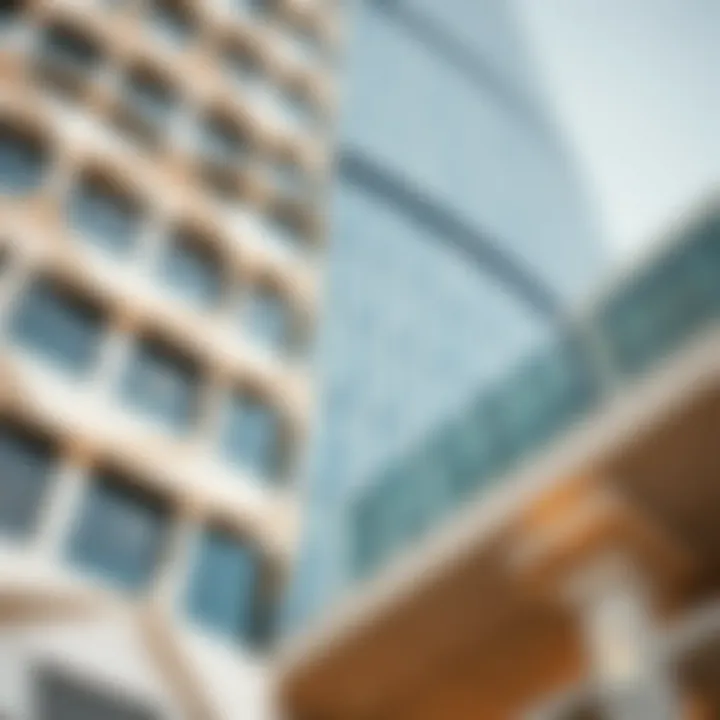 Close-up of the architectural details of Addax Tower