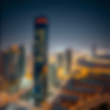 City Lights Reflection on Addax Tower Addax Tower reflecting the city lights at night