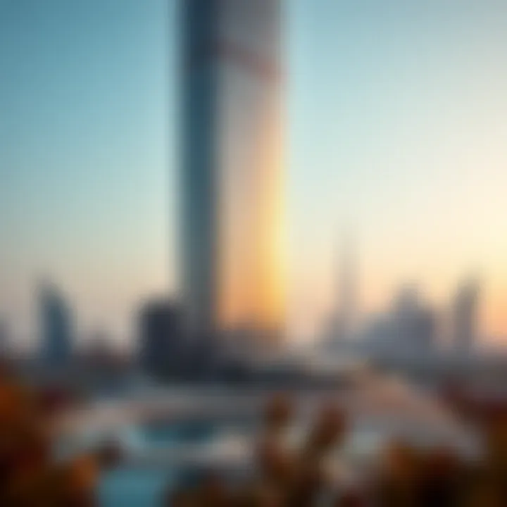Majestic view of Addax Tower against the Dubai skyline