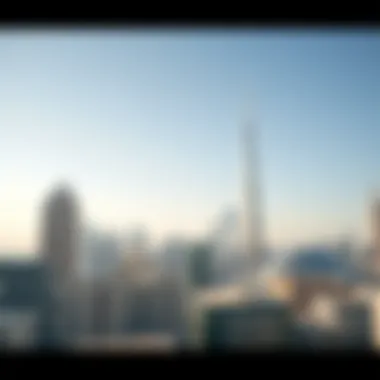 Stunning skyline view of Dubai with budget hotels