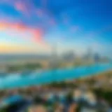 Panoramic view of Ajman and Dubai skyline