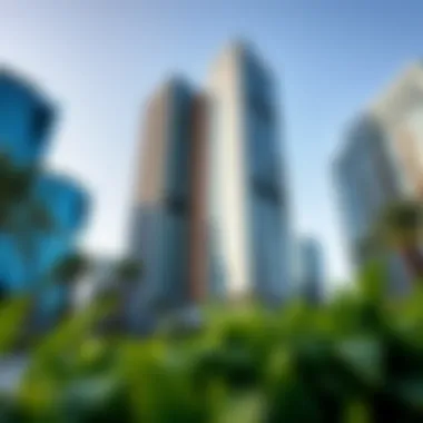 Architectural Marvel of Al Habtoor Business Tower Exterior view of Al Habtoor Business Tower showcasing its modern design