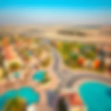 Aerial view of Al Zorah development showcasing luxury residential areas