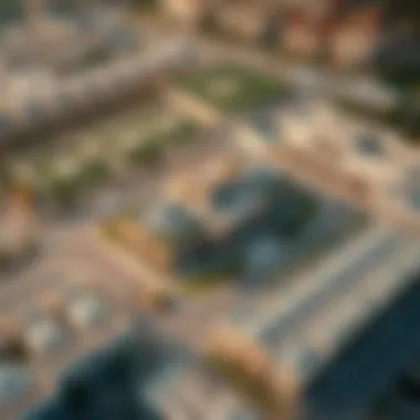 Aerial Perspective of Aljurf and Surrounding Developments Aerial view of property developments around Aljurf Sales Center