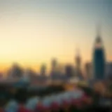 Stunning skyline of Aykon City at sunset