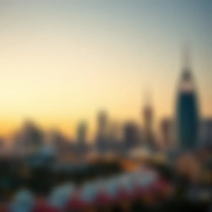 Stunning skyline of Aykon City at sunset