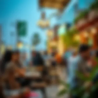 People enjoying conversations in a vibrant café