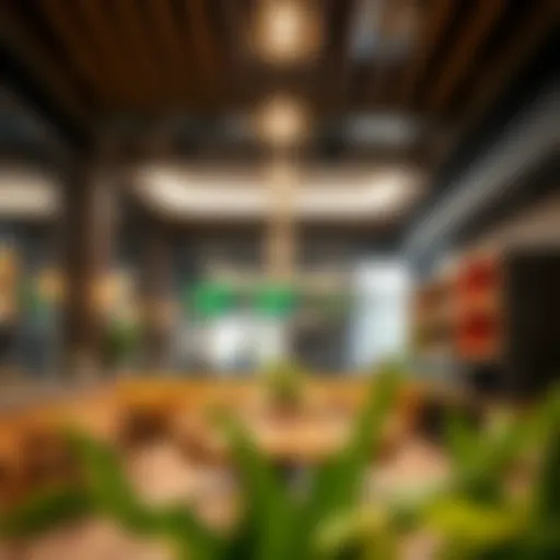 A modern cafeteria interior showcasing a cozy atmosphere with unique decor