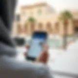 A person using a mobile device to check visa status