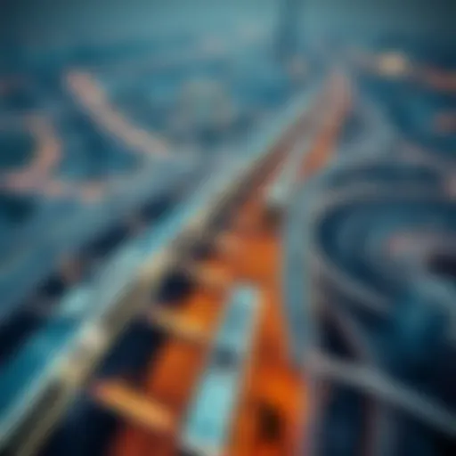 Aerial View of Dubai Metro Network Aerial view showcasing the extensive Dubai Metro network