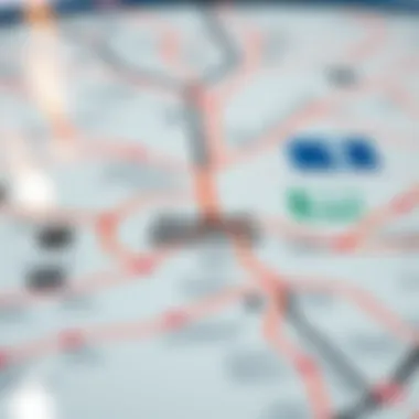 Map highlighting key Dubai Metro lines and stations