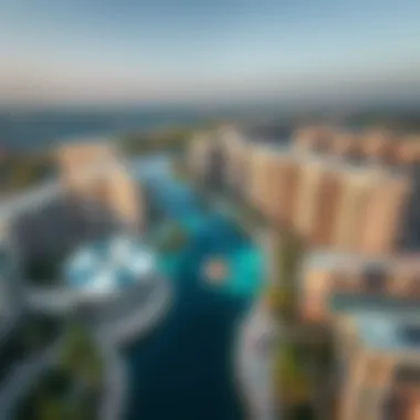 An aerial view of Creekside 18 showcasing its modern architecture