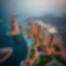Aerial view of Damac Bay's Edge showcasing its unique architectural design