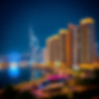 Damac Bay's Edge Illuminated at Night Evening view of Damac Bay's Edge with vibrant city lights