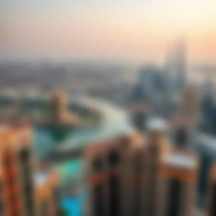 Panoramic view of the Dubai skyline from Canal Heights