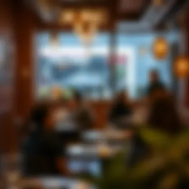 Cozy café interior with patrons enjoying their meals