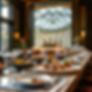 Elegant dining setup with gourmet dishes on display