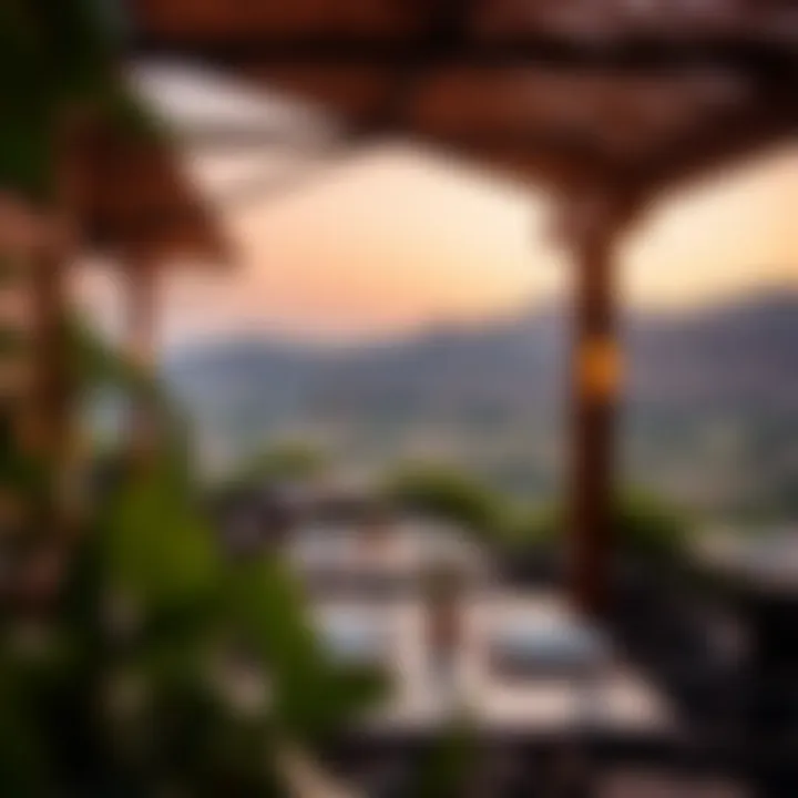 Scenic view of a restaurant terrace overlooking lush landscapes