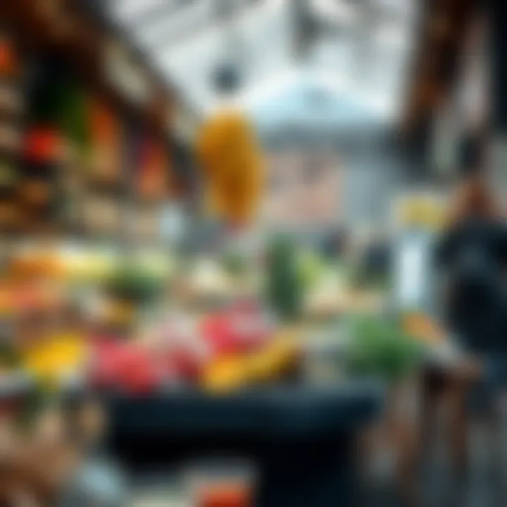 Vibrant food market showcasing diverse culinary offerings