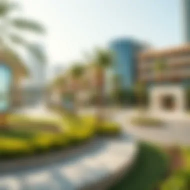 Lush green spaces and waterfront areas in Festival City