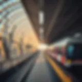 Architectural view of a metro station in Dubai
