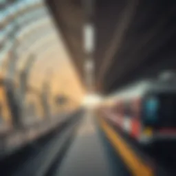 Architectural view of a metro station in Dubai