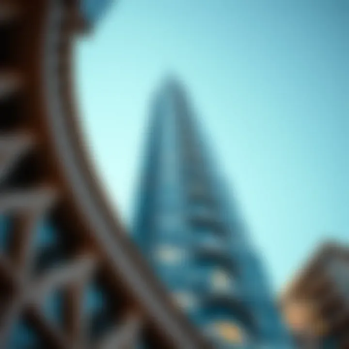 Detail of the Tower's Architectural Facade Close-up of Dubai Creek Tower's intricate façade design