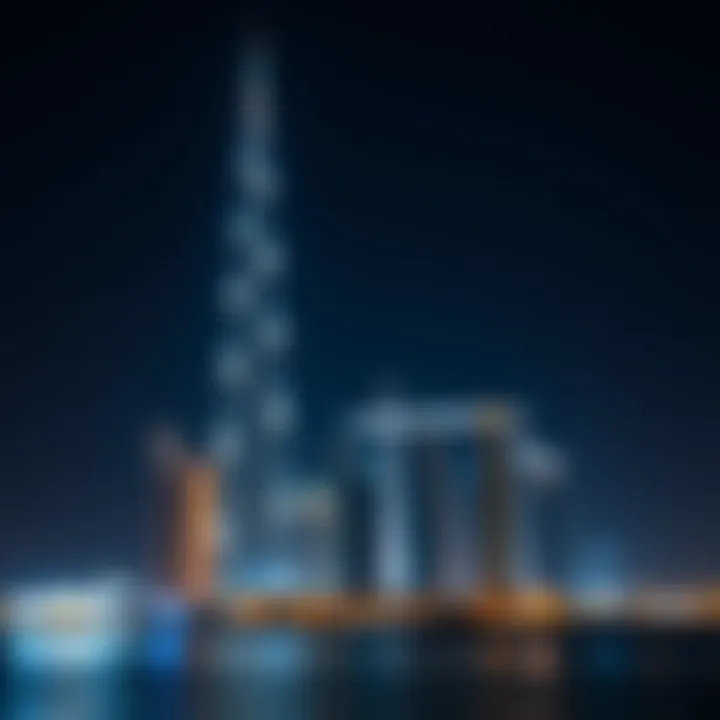 Illuminated Dubai Creek Tower at Night Night view of Dubai Creek Tower illuminated against the skyline