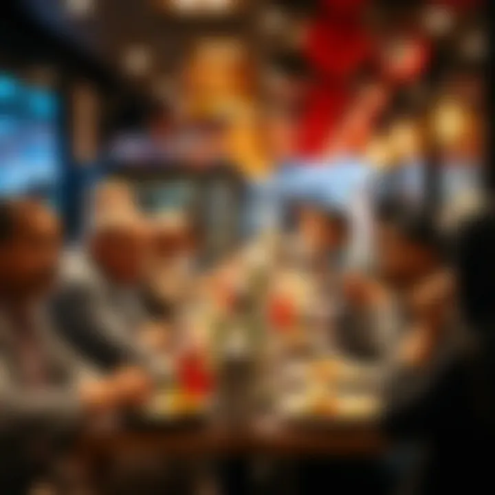 Cultural Melting Pot in Dubai's Dining Scene Diverse customers enjoying a meal in a bustling Indian eatery