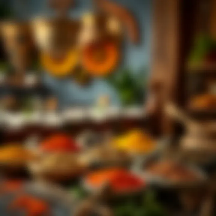 The Essence of Indian Culinary Heritage Signature Indian spices and herbs displayed artistically