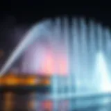Dramatic water display at the Dubai Mall Fountain