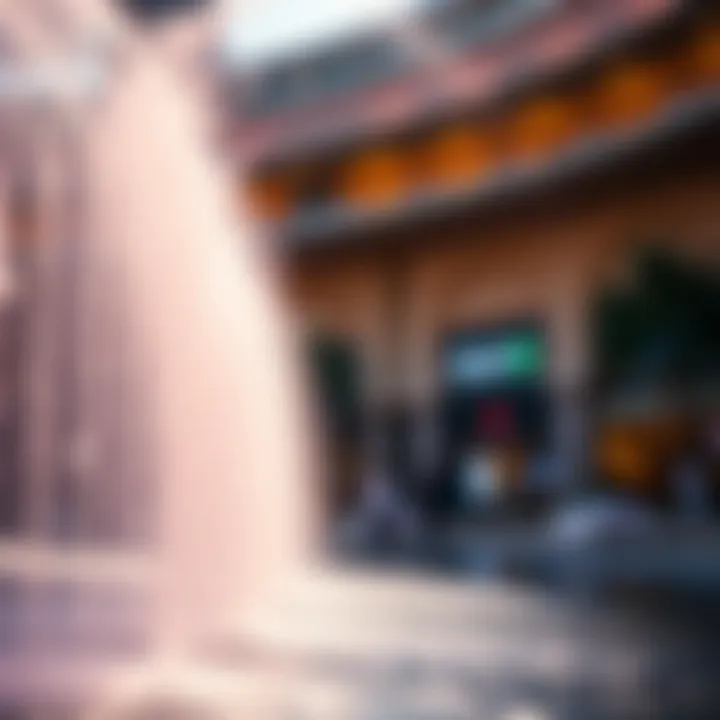 Close-up of the fountain's intricate water choreography