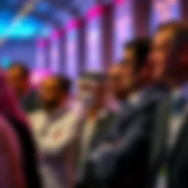 A vibrant auction scene showcasing bidders engaged in action