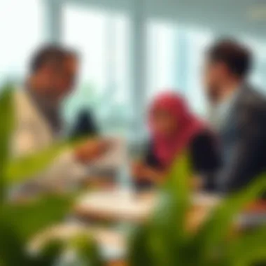 Expatriates discussing residency application documents