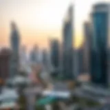 A panoramic view of Dubai's skyline with iconic skyscrapers