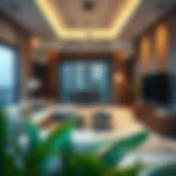 Modern living room in a 2BHK apartment in Dubai