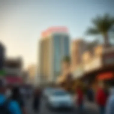 The bustling community surrounding the Al-Bafta Building