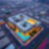 Aerial view of Al Fajer Business Center showcasing its modern architecture and layout.