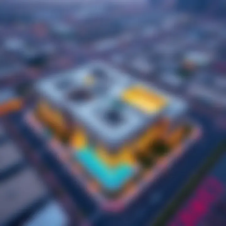Aerial Perspective of Al Fajer Business Center Aerial view of Al Fajer Business Center showcasing its modern architecture and layout.