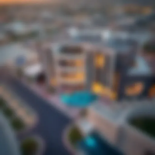 Aerial view of Al Khail Gate showcasing its modern architectural design