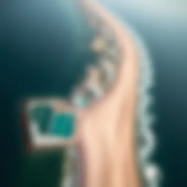 Aerial Perspective of Al Khan Beach Aerial view showcasing Al Khan Beach's coastline