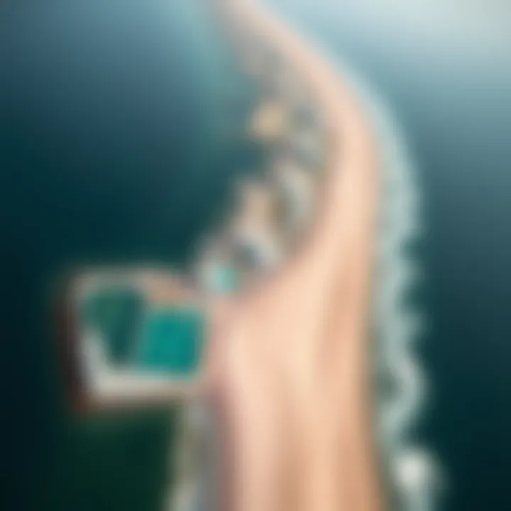 Aerial Perspective of Al Khan Beach Aerial view showcasing Al Khan Beach's coastline