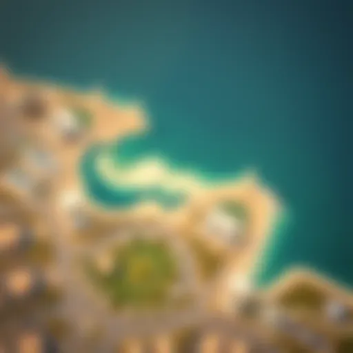 Aerial view showcasing Al Mamzar's unique geographical features.