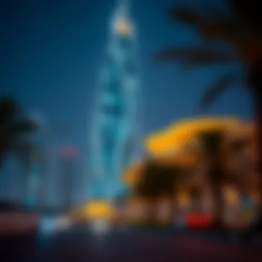 Illuminated Majesty: Al Mansour Tower at Night Al Mansour Tower illuminated at night, highlighting its structure