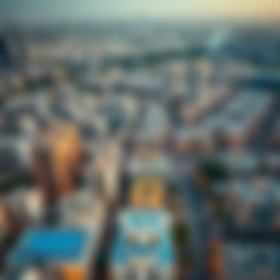 Aerial view of النعيميه showcasing residential and commercial buildings
