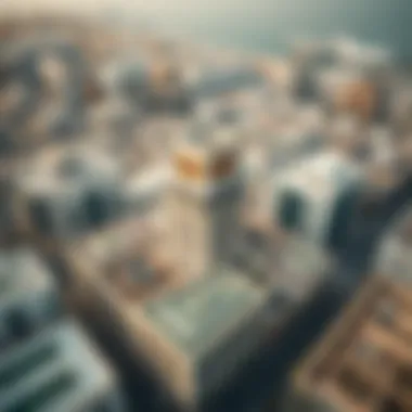 Aerial View of Bur Dubai with Al Zarooni Building Aerial view of Bur Dubai featuring Al Zarooni Building as a centerpiece