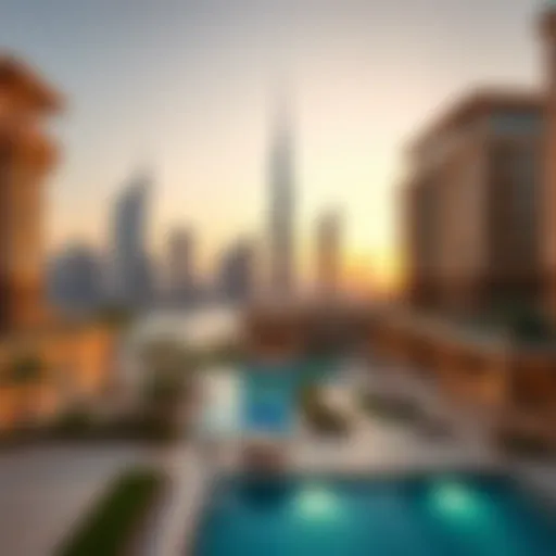 Dubai's Luxurious Skyline A panoramic view of Dubai's skyline showcasing luxurious Arabian estates