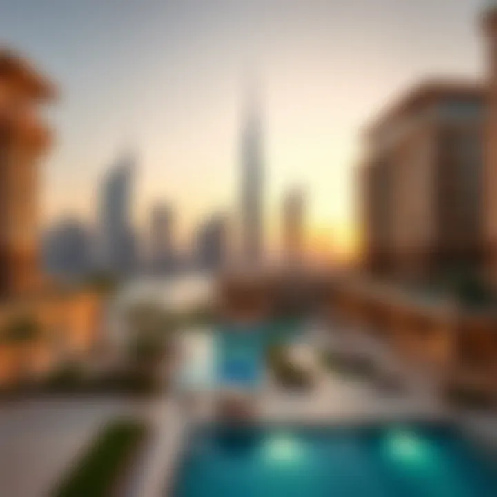 Dubai's Luxurious Skyline A panoramic view of Dubai's skyline showcasing luxurious Arabian estates