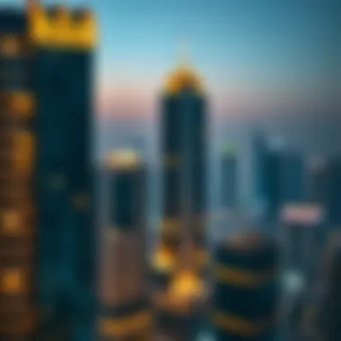 Panoramic view of Al Maya Building within the Dubai skyline