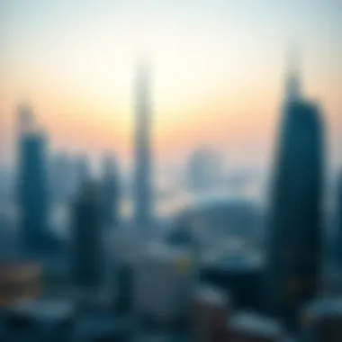 Panoramic view of Dubai skyline highlighting برج كيان.